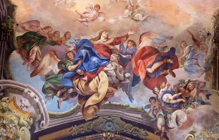 Assumption of the Virgin Mary, fresco painting in San Petronio Basilica in Bologna, Italy. Credit: Zvonimir Atletic/Shutterstock