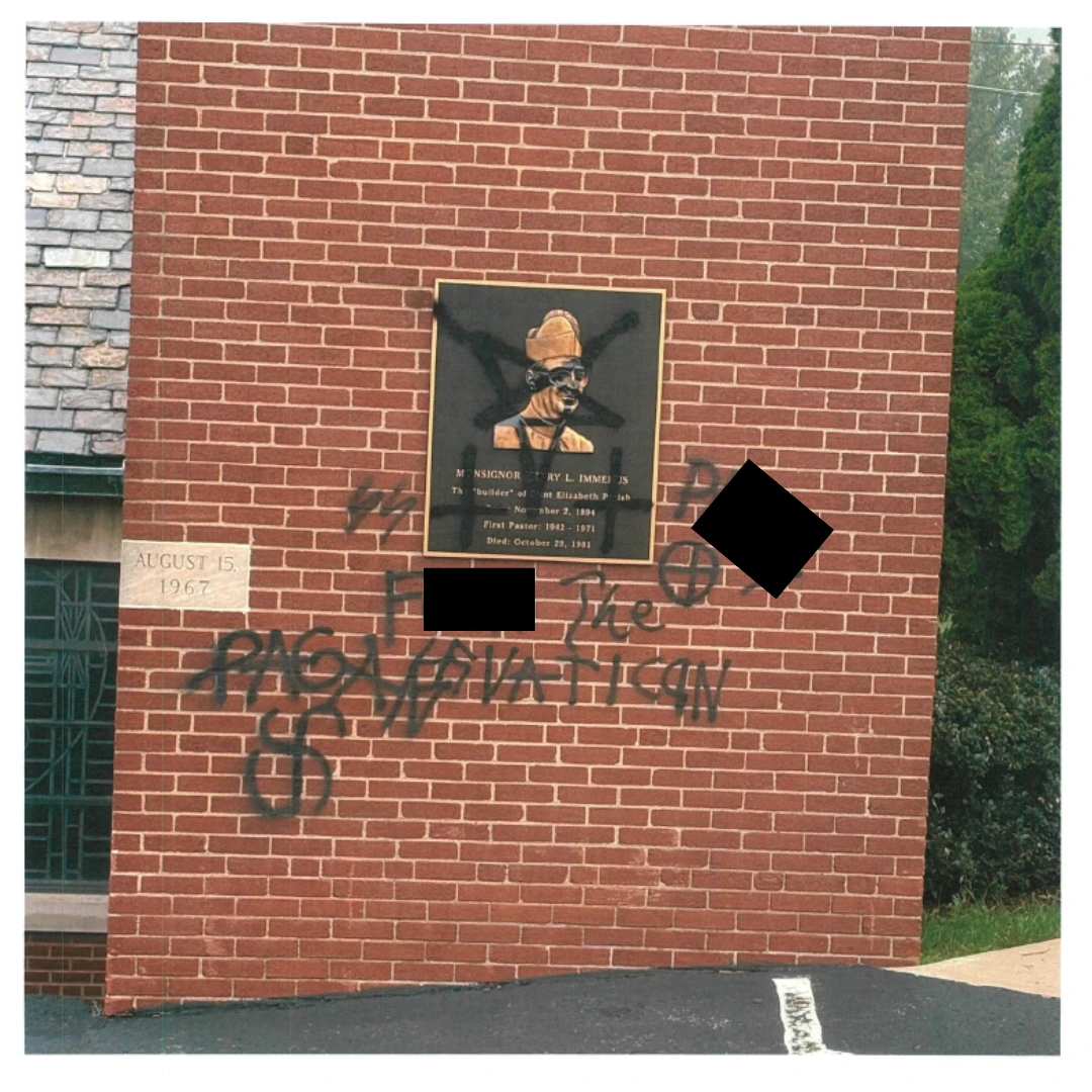 Church property sits vandalized at St. Elizabeth of Hungary Church in Pleasant Hills, Pennsylvania, in the Diocese of Pittsburgh, Sunday, July 19, 2025.?w=200&h=150