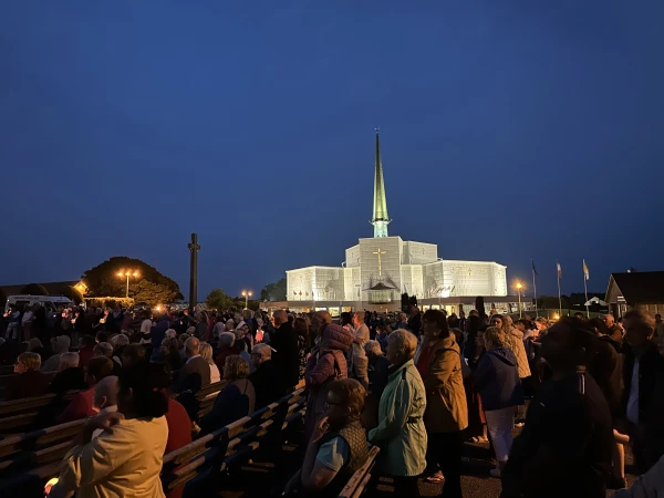 The faithful take part in a novena candlelight rosary in Knock, Ireland, Saturday, Aug. 16, 2025. Credit: Courtney Mares/CNA