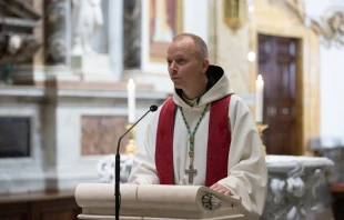 Bishop Erik Varden, OCSO, of the Catholic Territorial Prelature of Trondheim, Norway, at the vespers at Santa Maria dell’Anima in Rome. Credit: Daniel Ibáñez/CNA