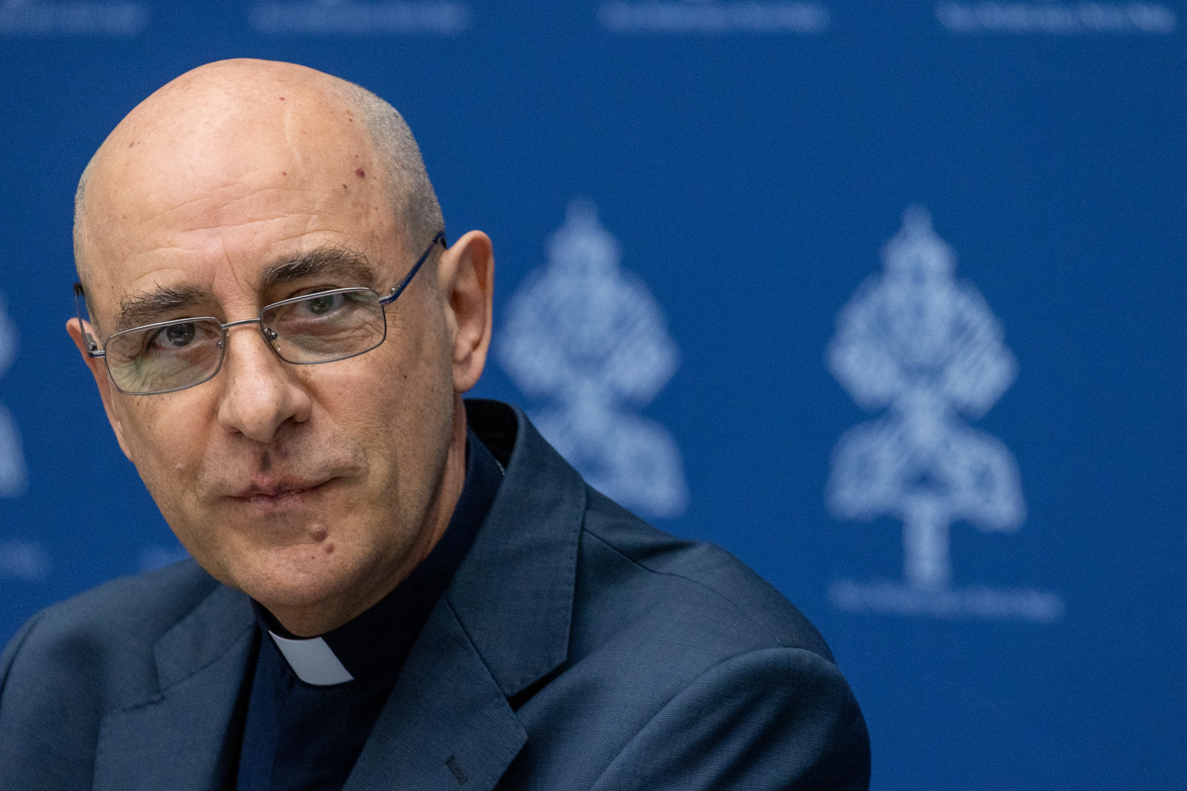 Cardinal Victor Manuel Fernández, prefect of the Dicastery for the Doctrine of the Faith, speaks during a press conference about a new Vatican document on human dignity on April 8, 2024.?w=200&h=150