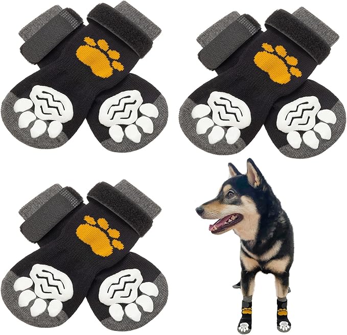 SCIROKKO Anti-Slip Dog Socks 3-Pack