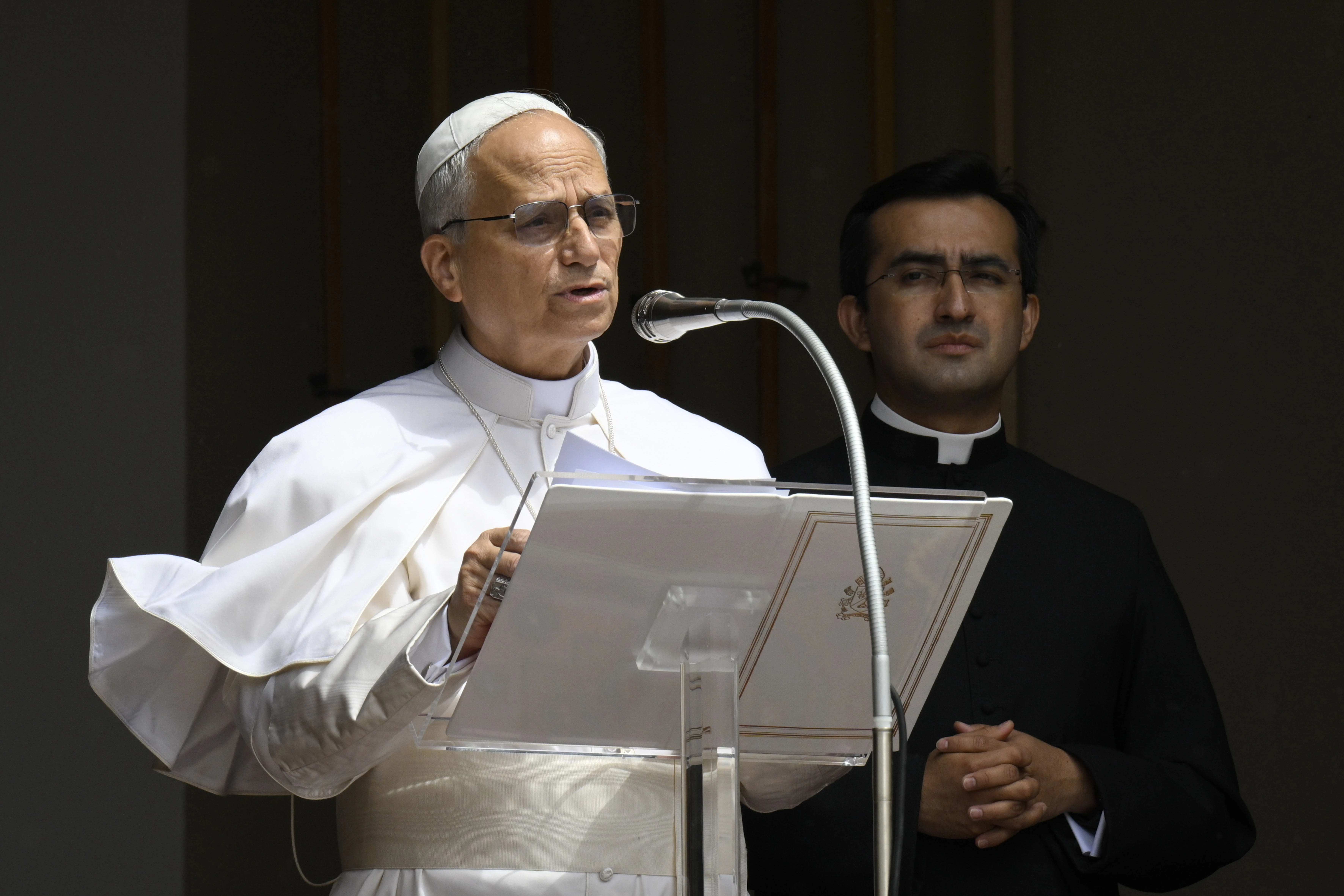 Pope Leo XIV delivers the Angelus address on July 13, 2025 from Liberty Square in Castel Gandolfo, Italy, where he is spending a two-week summer break.?w=200&h=150