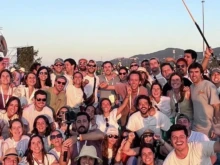Young people on the esplanade of Tor Vergata during the vigil with Pope Leo XIV.