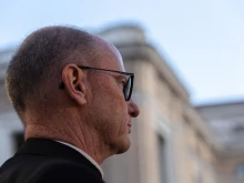 Bishop James Conley of Lincoln, Nebraska, in St. Peter’s Square, a day before the canonization Mass of St. John Henry Newman, Oct. 12, 2019.