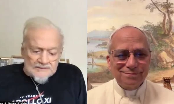 Pope Leo XIV speaks by video call with Apollo 11 astronaut Buzz Aldrin from Castel Gandolfo, Italy, on July 20, 2025.?w=200&h=150