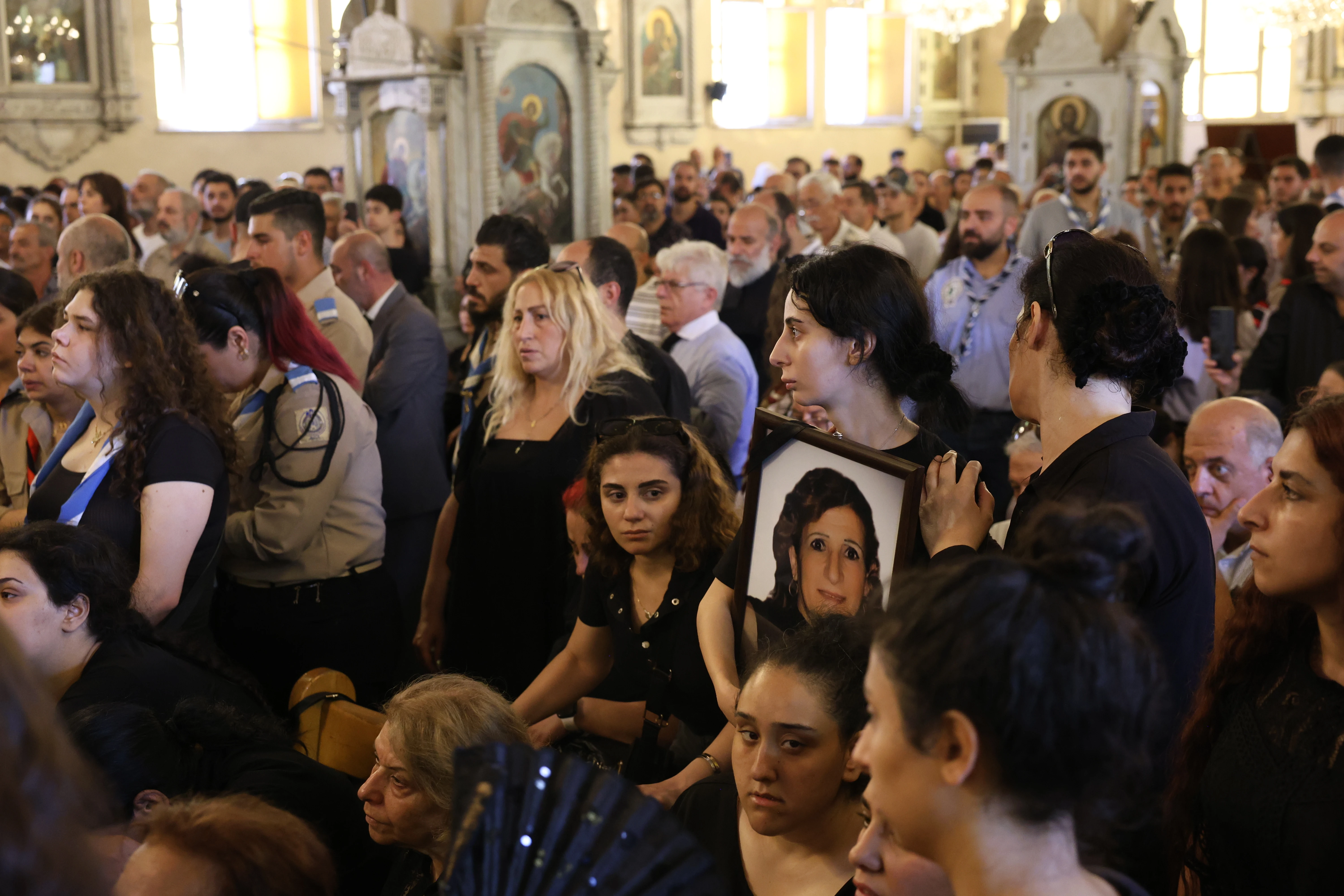Mourners gather in the Church of the Holy Cross in Qassaa, Damascus, for the funeral of many who lost their lives in a terrorist attack at the Mar Elias Church in the Dweila neighborhood of Syria’s capital on Sunday, June 22, 2025.?w=200&h=150