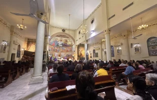 Holy Mass at the Holy Family Parish in Gaza, led by the parish priest, Father Gabriel Romanelli during the Advent season in December 2024. Credit: Photo courtesy of  Father Gabriel Romanelli
