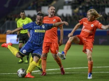 Leonardo Donno and Moreno il Biondo in action during the Charity Soccer Match “Partita del Cuorec” on July 15, 2025, in L’Aquila, Italy.