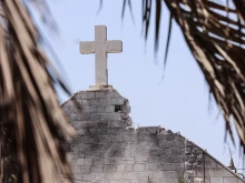 A view of the damage to the Holy Family church in Gaza City following an Israeli strike on the church, in the Zeitoun neighborhood of Gaza City on July 17, 2025.