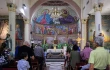 Worshippers attend a Sunday morning Mass led by Cardinal Pierbattista Pizzaballa, Latin patriarch of Jerusalem, at the Roman Catholic Church of the Holy Family in Gaza City on July 20, 2025.
