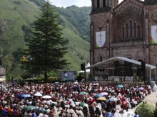 Thousands of young people at the opening Mass for JEMJ 2025 on July 4, 2025, at the shrine in Covadonga located in the Asturias province of Spain.