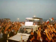 St. John Paul II in the popemobile amid the enthusiasm of 2 million young people at World Youth Day in 2000.