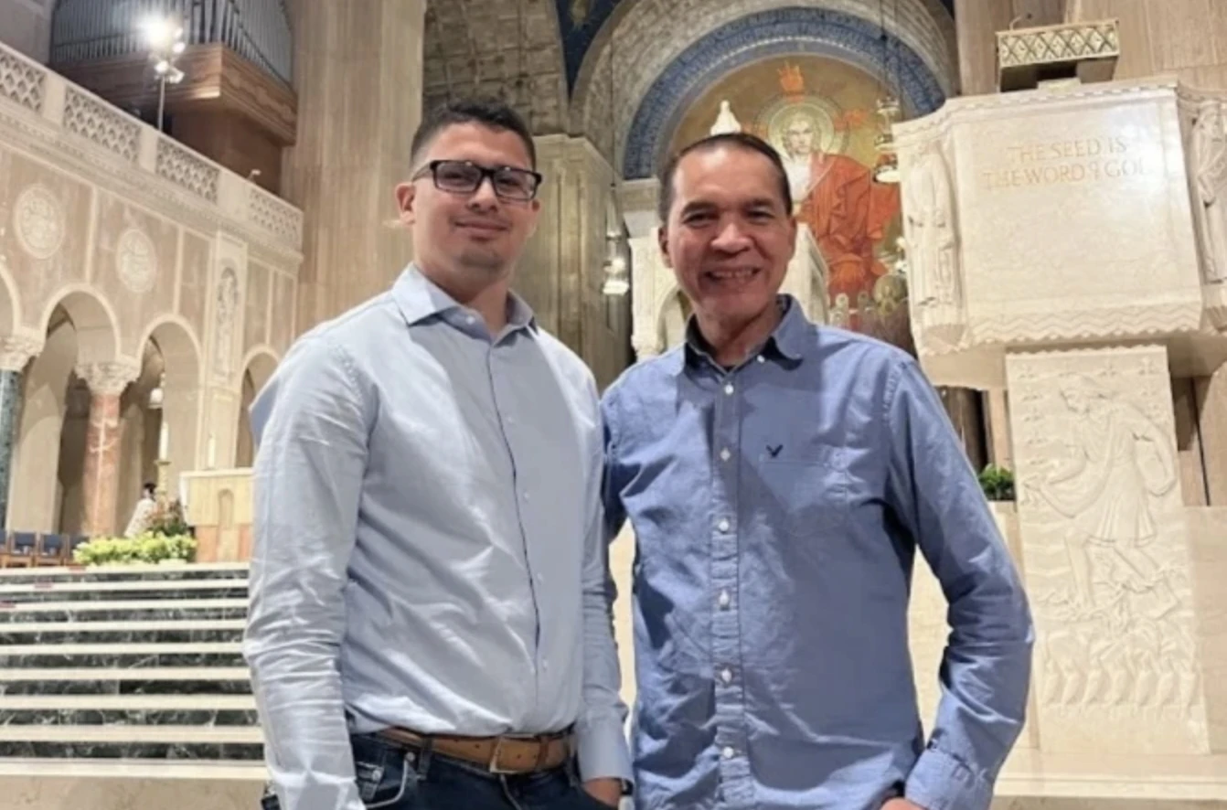 Kevin Lara (left) with his father-in-law, Felino, at the National Shrine of the Immaculate Conception Basilica in Washington, D.C.?w=200&h=150