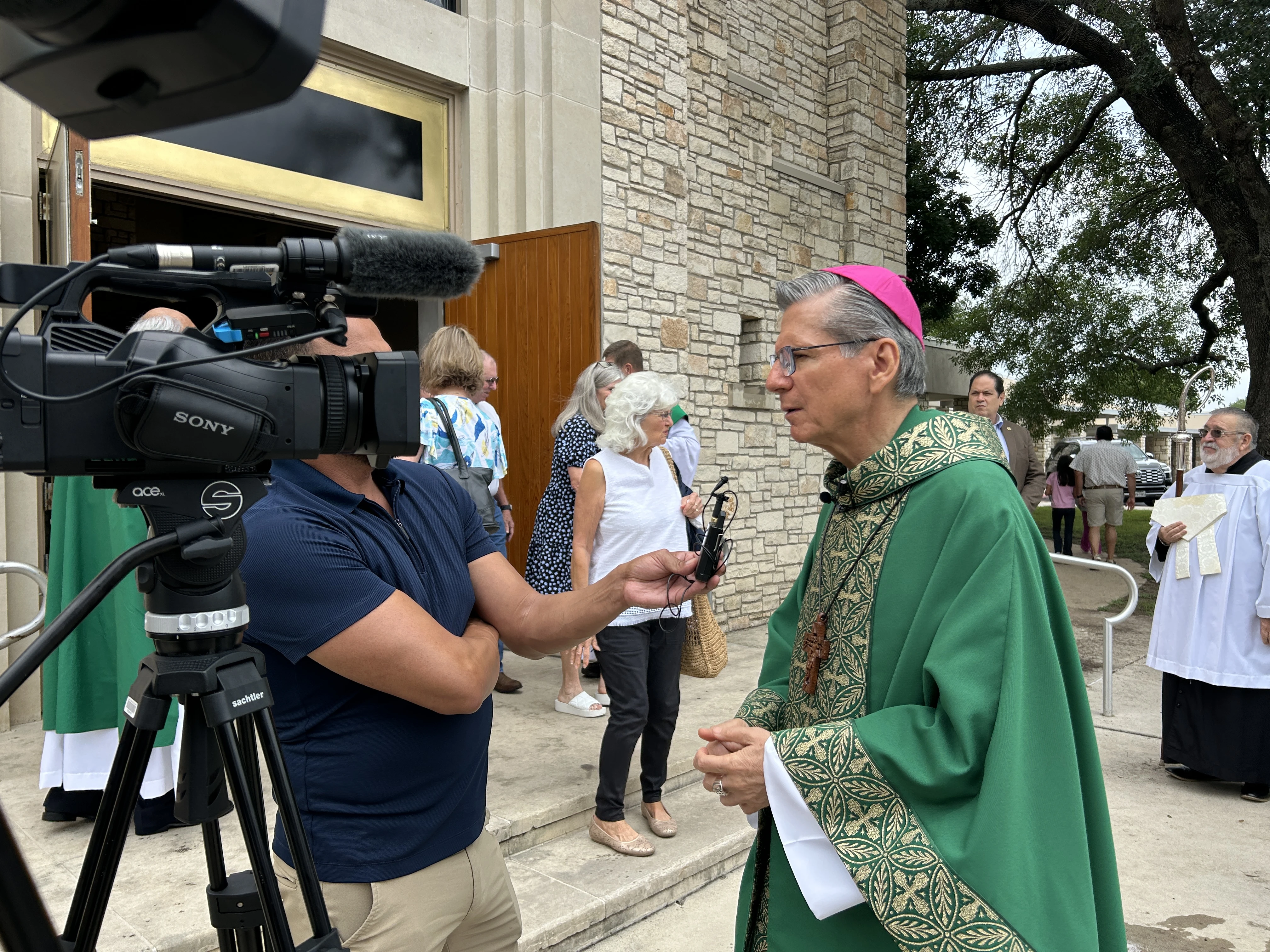 San Antonio Archbishop Gustavo Garcia-Siller speaks to the press after the memorial Mass for the Guadalupe River flood victims on July 6, 2025.?w=200&h=150