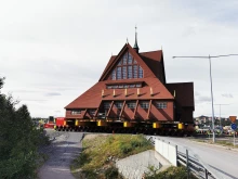 The Kiruna Church on the move in northern Sweden, Tuesday, Aug. 19, 2025.