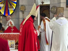 Bishop Yaacoub Camil Afram Antoine presides over a Mass celebrating the launch of the Association of Hebrew Catholics on Aug. 8, 2025, at St. Thomas Syriac Catholic Church in Jerusalem.