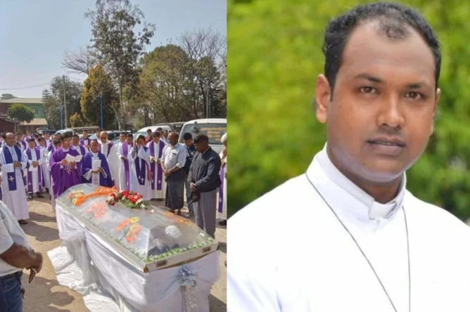 The funeral of Father Donald Martin Ye Naing Win (left), who was martyred in Myanmar on Feb. 14, 2025.?w=200&h=150