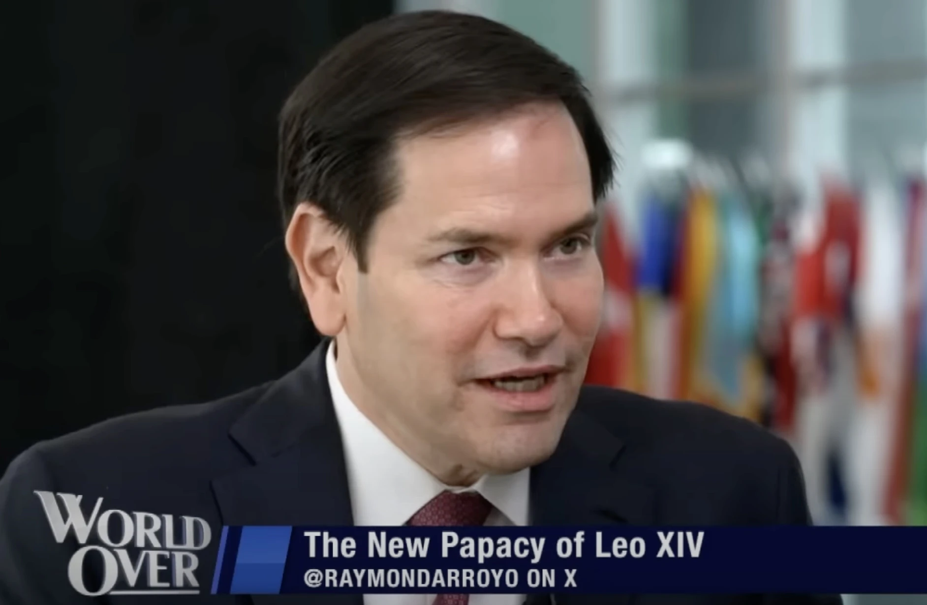 U.S. Secretary of State Marco Rubio speaks with EWTN News anchor Raymond Arroyo on “The World Over with Raymond Arroyo” on Aug. 7, 2025.?w=200&h=150