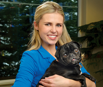 Dog trainer Mikkel Becker and her dog Willy