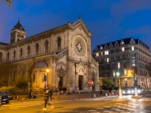 Church of Notre-Dame-des-Champs in Paris, which arsonists set fire to the day after an electrical fire damaged the church.