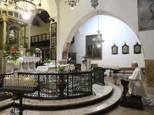 Pope Leo XIV prays at the Marian shrine at Mentorella on Aug. 19, 2025.