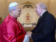Pope Leo XIV meets with Algerian President Abdelmadjid Tebboune on July 24, 2025, at the Vatican.