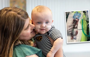 Mollie Keen and her baby, Nash, the world’s youngest premature baby. Nash was born more than four months early and celebrated his first birthday this month. Credit: University of Iowa Health Care