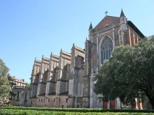 The side of Toulouse Cathedral (Cathédrale Saint-Étienne de Toulouse) in Toulouse in the South of France.