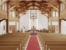 A rendering of the interior of Whistler’s Our Lady of the Mountain’s newest church, as designed by Oberto Oberti Architecture and Urban Design Inc. The grand opening of the new parish design is slated for later in the fall 2025.