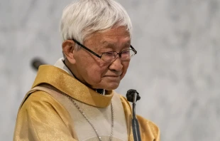 Cardinal Joseph Zen preaches a sermon during a Mass at the Holy Cross Church on May 24, 2022, in Hong Kong, China. Anthony Kwan/Getty Images