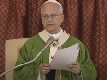 Pope Leo XIV preaches at the historic Rotonda church in Albano, Aug. 17, 2025.