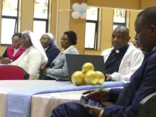 Participants gather at the Aug. 18, 2025, launch event for a new digital app that will bring together 66 Catholic radio stations in east Africa. Father Don Bosco, editor-in-chief of ACI Africa, CNA’s news partner in Africa, is pictured in the center.